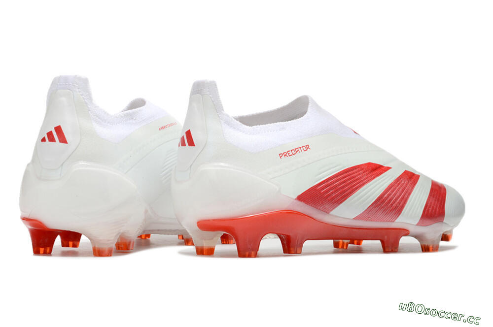 Men's Adidas Predator Elite Laceless FG Firm Ground Low-Tops Football Boots - White/Red 6