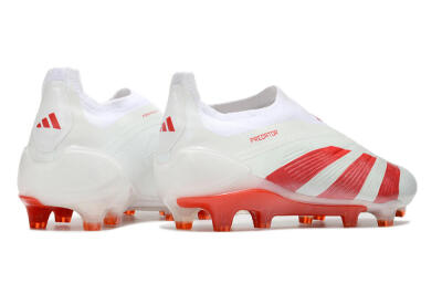 Men's Adidas Predator Elite Laceless FG Firm Ground Low-Tops Football Boots - White/Red