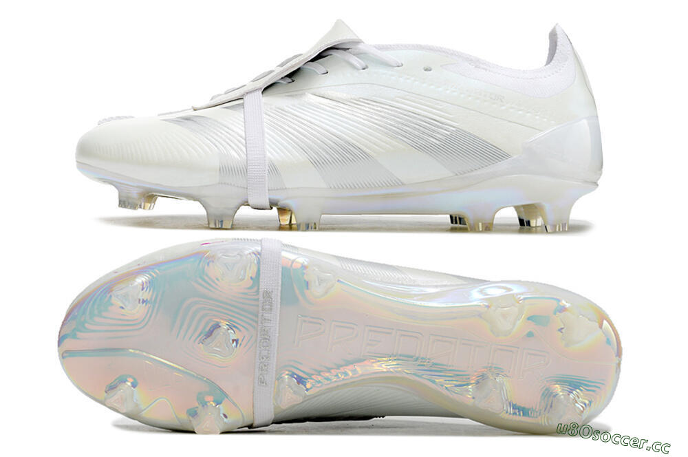 Men's Adidas Predator Elite Foldover Tongue FG Firm Ground Low-Tops Football Boots - White/Silver 1