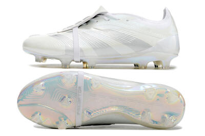 Men's Adidas Predator Elite Foldover Tongue FG Firm Ground Low-Tops Football Boots - White/Silver