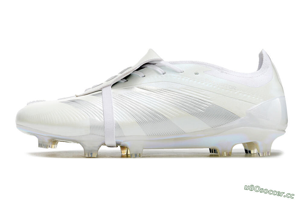 Men's Adidas Predator Elite Foldover Tongue FG Firm Ground Low-Tops Football Boots - White/Silver 0
