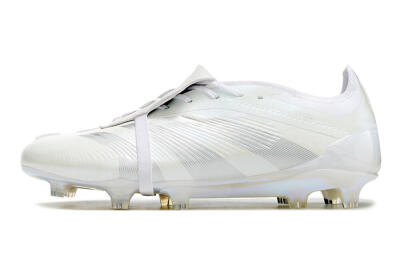 Men's Adidas Predator Elite Foldover Tongue FG Firm Ground Low-Tops Football Boots - White/Silver