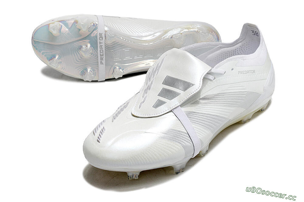 Men's Adidas Predator Elite Foldover Tongue FG Firm Ground Low-Tops Football Boots - White/Silver 3