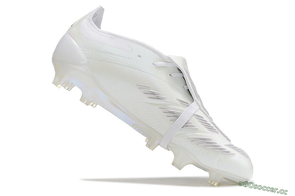Men's Adidas Predator Elite Foldover Tongue FG Firm Ground Low-Tops Football Boots - White/Silver 4