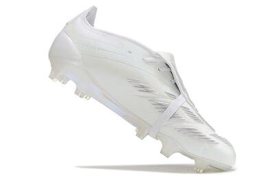 Men's Adidas Predator Elite Foldover Tongue FG Firm Ground Low-Tops Football Boots - White/Silver