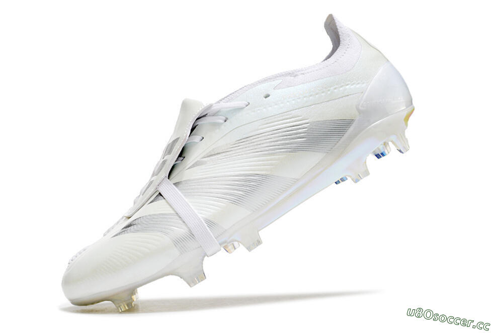 Men's Adidas Predator Elite Foldover Tongue FG Firm Ground Low-Tops Football Boots - White/Silver 5