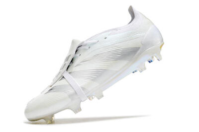 Men's Adidas Predator Elite Foldover Tongue FG Firm Ground Low-Tops Football Boots - White/Silver