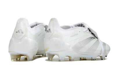 Men's Adidas Predator Elite Foldover Tongue FG Firm Ground Low-Tops Football Boots - White/Silver