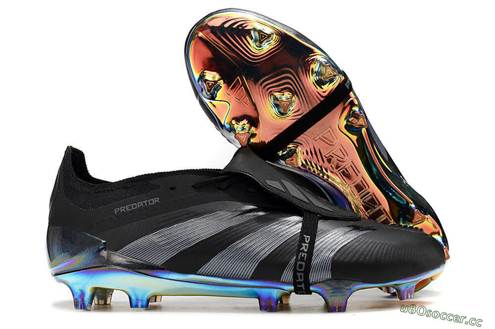 Men's Adidas Predator Elite Foldover Tongue FG Firm Ground Low-Tops Football Boots - Black/Silver/Gold 2