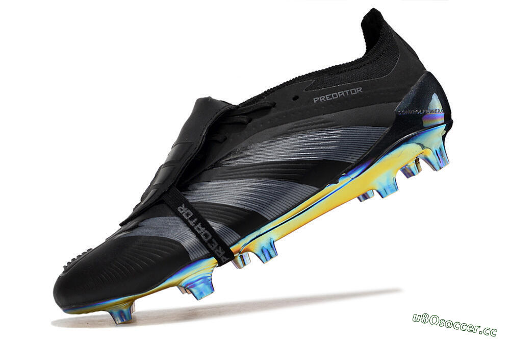 Men's Adidas Predator Elite Foldover Tongue FG Firm Ground Low-Tops Football Boots - Black/Silver/Gold 5