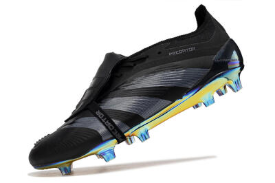 Men's Adidas Predator Elite Foldover Tongue FG Firm Ground Low-Tops Football Boots - Black/Silver/Gold