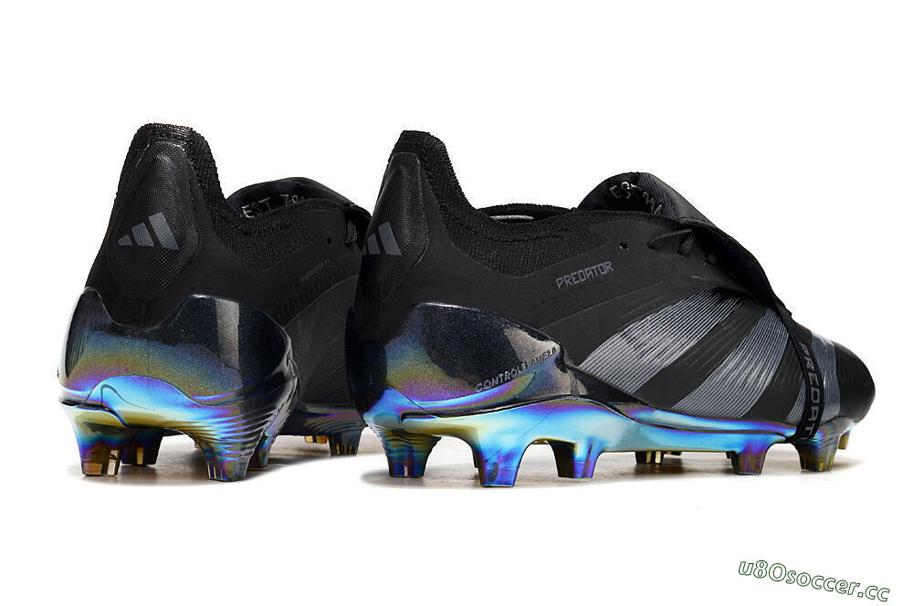 Men's Adidas Predator Elite Foldover Tongue FG Firm Ground Low-Tops Football Boots - Black/Silver/Gold 6