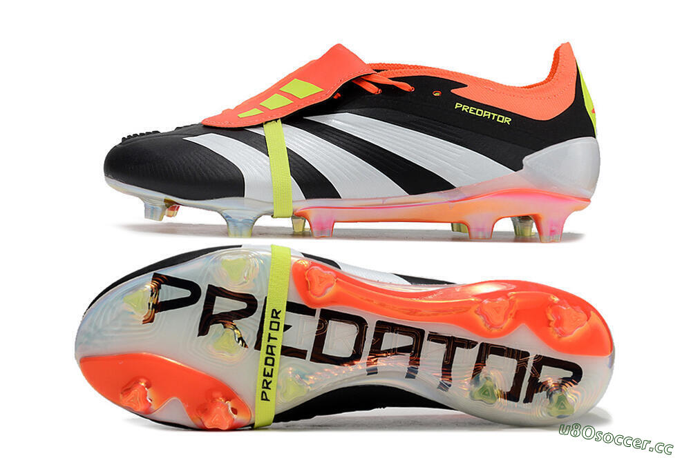 Men's Adidas Predator Elite Foldover Tongue FG Firm Ground Low-Tops Football Boots - Black/White/Orange 1