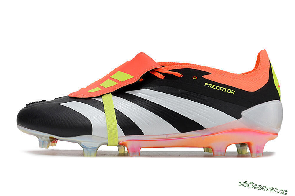 Men's Adidas Predator Elite Foldover Tongue FG Firm Ground Low-Tops Football Boots - Black/White/Orange 0
