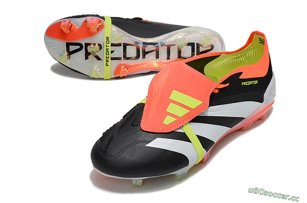 Men's Adidas Predator Elite Foldover Tongue FG Firm Ground Low-Tops Football Boots - Black/White/Orange 3
