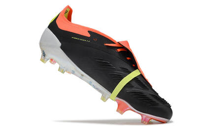 Men's Adidas Predator Elite Foldover Tongue FG Firm Ground Low-Tops Football Boots - Black/White/Orange