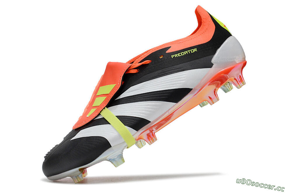 Men's Adidas Predator Elite Foldover Tongue FG Firm Ground Low-Tops Football Boots - Black/White/Orange 5
