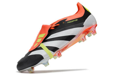 Men's Adidas Predator Elite Foldover Tongue FG Firm Ground Low-Tops Football Boots - Black/White/Orange