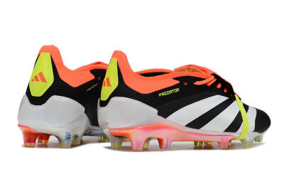 Men's Adidas Predator Elite Foldover Tongue FG Firm Ground Low-Tops Football Boots - Black/White/Orange
