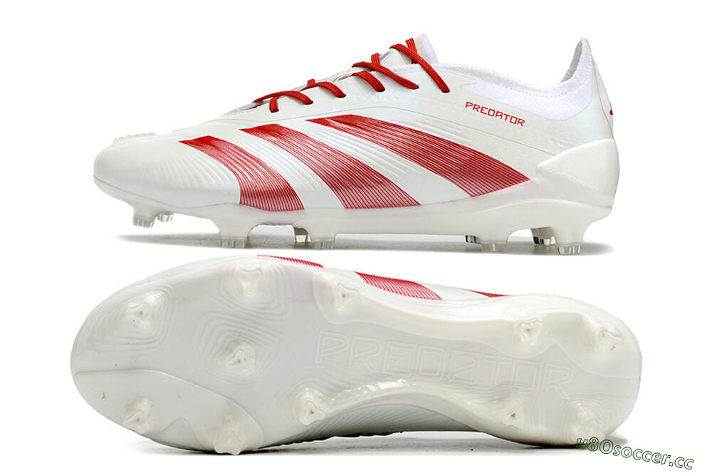 Men's Adidas Predator Elite FG Firm Ground Low-Tops Football Boots - White/Red 1