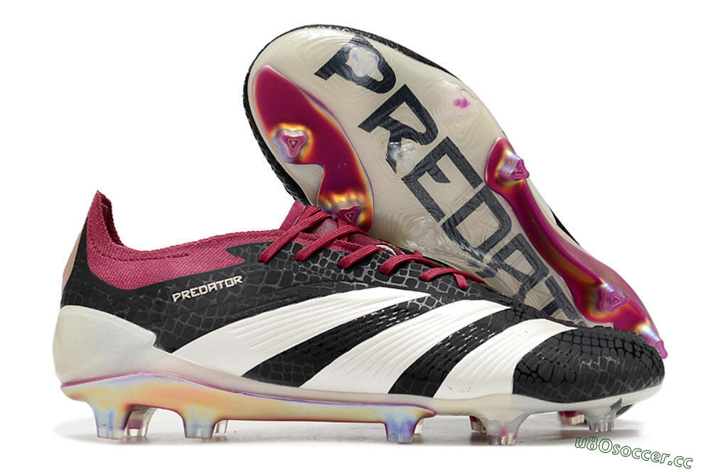 Men's Adidas Predator Elite FG Firm Ground Low-Tops Football Boots - Black/White/Purple 2