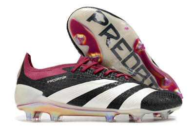 Men's Adidas Predator Elite FG Firm Ground Low-Tops Football Boots - Black/White/Purple