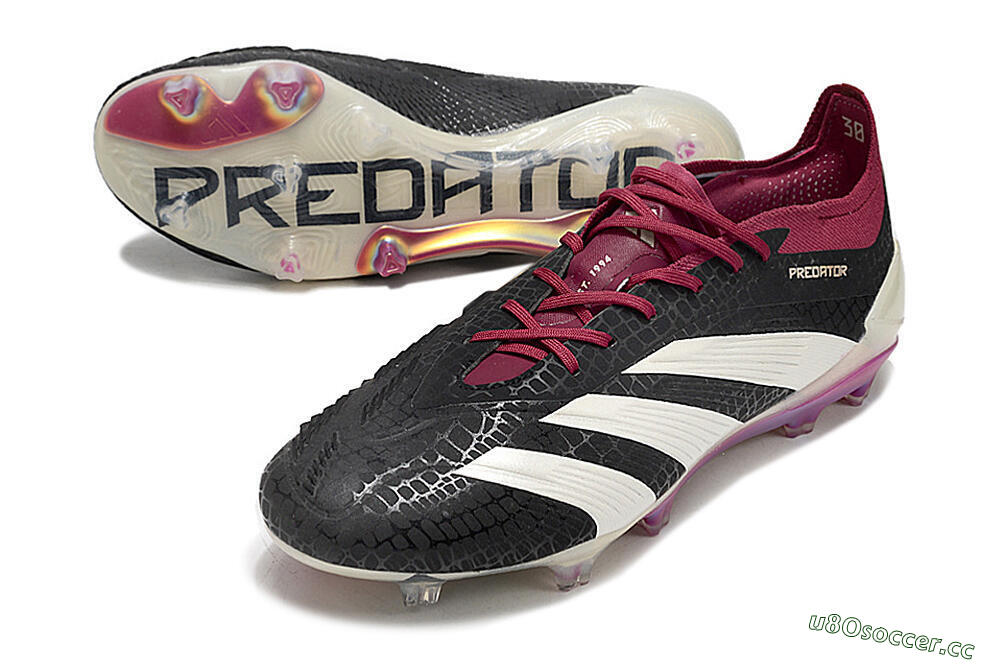 Men's Adidas Predator Elite FG Firm Ground Low-Tops Football Boots - Black/White/Purple 3