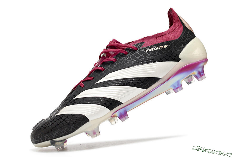 Men's Adidas Predator Elite FG Firm Ground Low-Tops Football Boots - Black/White/Purple 5