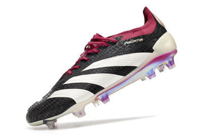 Men's Adidas Predator Elite FG Firm Ground Low-Tops Football Boots - Black/White/Purple