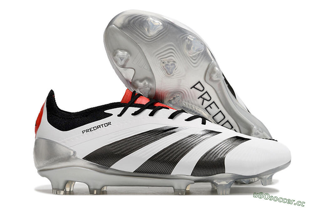 Men's Adidas Predator Elite FG Firm Ground Low-Tops Football Boots - White/Black/Red 2