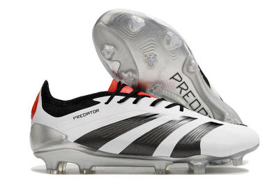 Men's Adidas Predator Elite FG Firm Ground Low-Tops Football Boots - White/Black/Red