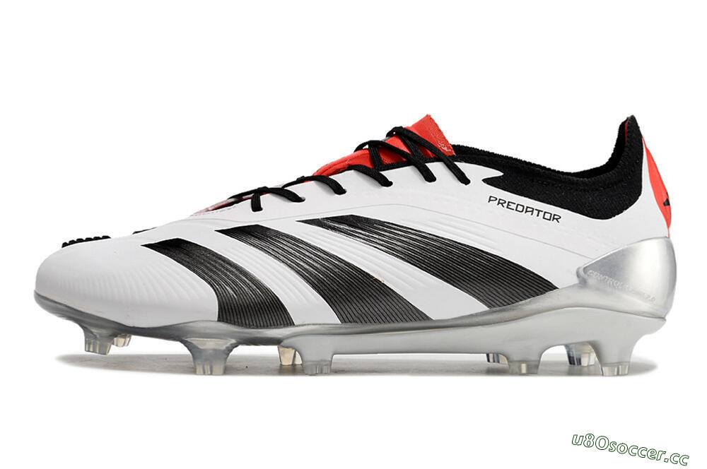Men's Adidas Predator Elite FG Firm Ground Low-Tops Football Boots - White/Black/Red 0