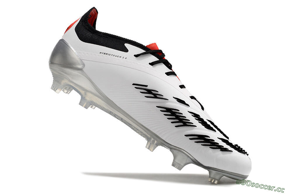 Men's Adidas Predator Elite FG Firm Ground Low-Tops Football Boots - White/Black/Red 4