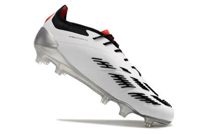 Men's Adidas Predator Elite FG Firm Ground Low-Tops Football Boots - White/Black/Red