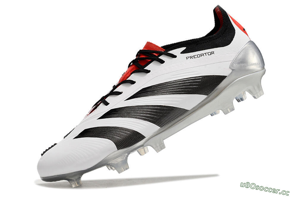 Men's Adidas Predator Elite FG Firm Ground Low-Tops Football Boots - White/Black/Red 5