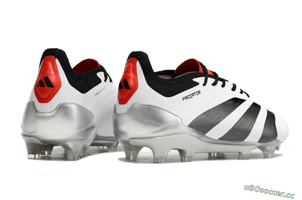 Men's Adidas Predator Elite FG Firm Ground Low-Tops Football Boots - White/Black/Red 6