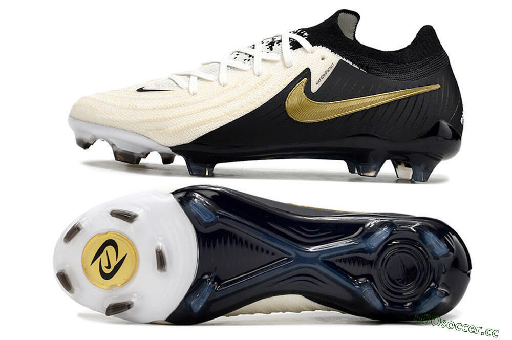 Men's Nike Phantom Luna Elite NU FG Firm Ground Low-Tops Football Boots - White/Black/Gold 1