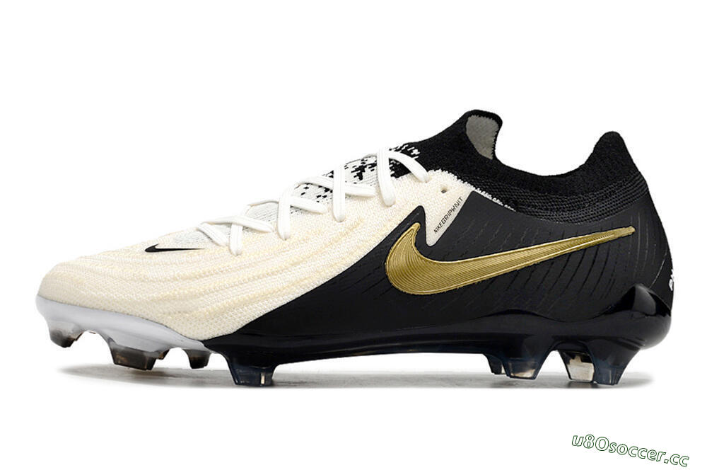 Men's Nike Phantom Luna Elite NU FG Firm Ground Low-Tops Football Boots - White/Black/Gold 0