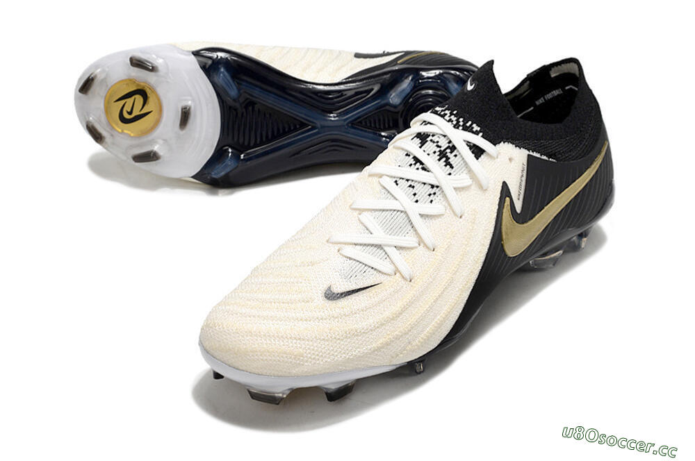 Men's Nike Phantom Luna Elite NU FG Firm Ground Low-Tops Football Boots - White/Black/Gold 3