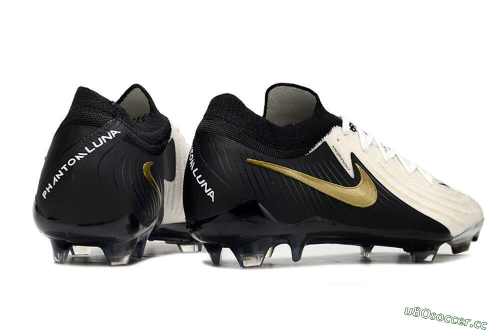 Men's Nike Phantom Luna Elite NU FG Firm Ground Low-Tops Football Boots - White/Black/Gold 6