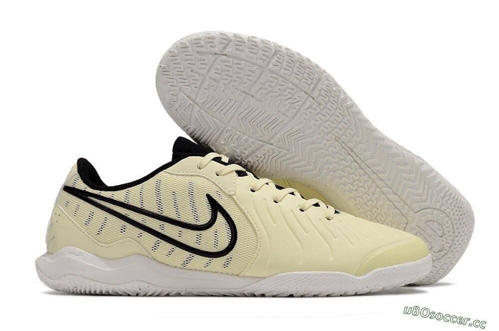 Men's Nike Tiempo Legend 10 Academy IC Indoor & Futsal Low-Tops Football Shoes - Beige/Black/White 2