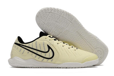 Men's Nike Tiempo Legend 10 Academy IC Indoor & Futsal Low-Tops Football Shoes - Beige/Black/White