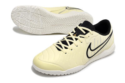 Men's Nike Tiempo Legend 10 Academy IC Indoor & Futsal Low-Tops Football Shoes - Beige/Black/White