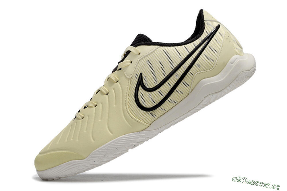 Men's Nike Tiempo Legend 10 Academy IC Indoor & Futsal Low-Tops Football Shoes - Beige/Black/White 5