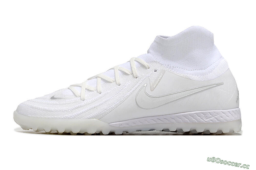 Men's Nike Phantom Luna Elite NU TF Artificial Turf High-Tops Football Shoes - White/Black 0