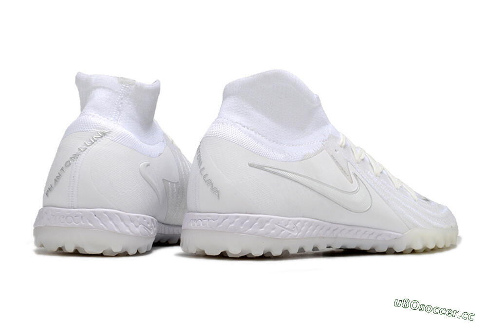 Men's Nike Phantom Luna Elite NU TF Artificial Turf High-Tops Football Shoes - White/Black 6