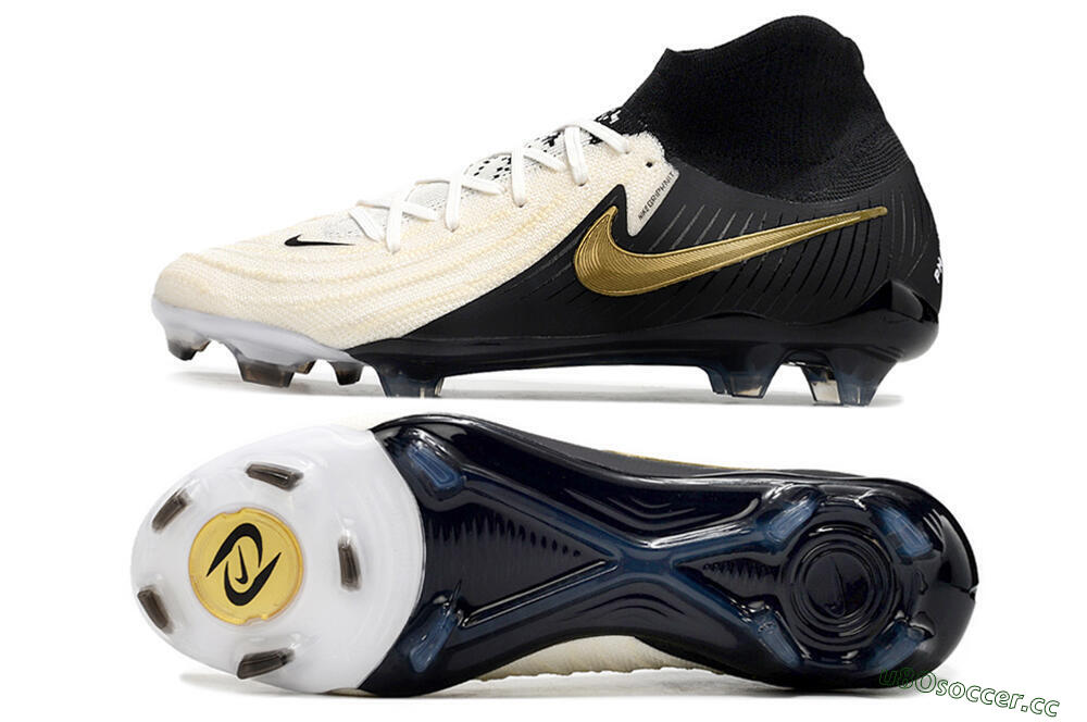 Men's Nike Phantom Luna Elite NU FG Firm Ground High-Tops Football Boots - White/Black/Gold 1