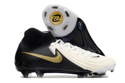 Men's Nike Phantom Luna Elite NU FG Firm Ground High-Tops Football Boots - White/Black/Gold