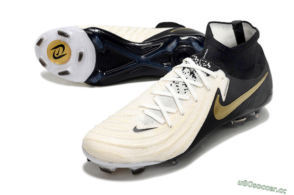 Men's Nike Phantom Luna Elite NU FG Firm Ground High-Tops Football Boots - White/Black/Gold 3