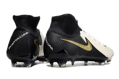 Men's Nike Phantom Luna Elite NU FG Firm Ground High-Tops Football Boots - White/Black/Gold
